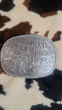 Hesston National Finals Rodeo 1993 Silver Tone Metal Vintage Belt Buckle